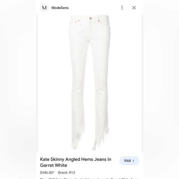 R13 Kate Garett White Jeans S/M 27 - Picture 4 of 12